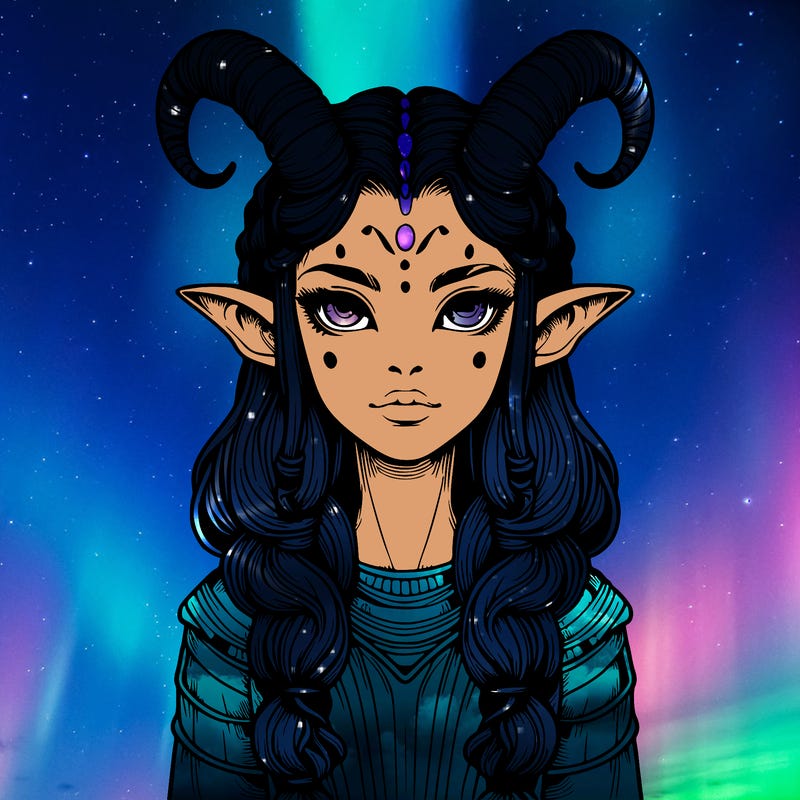realistic alien girl with horns