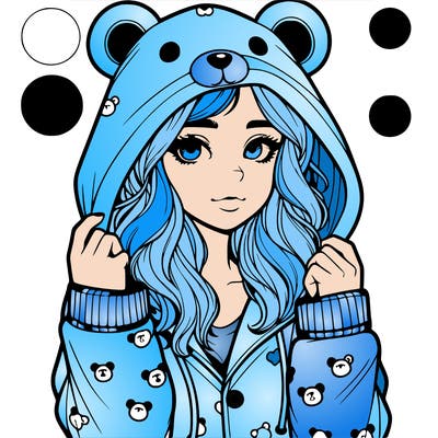 realistic girl in a animal pjs hoodie