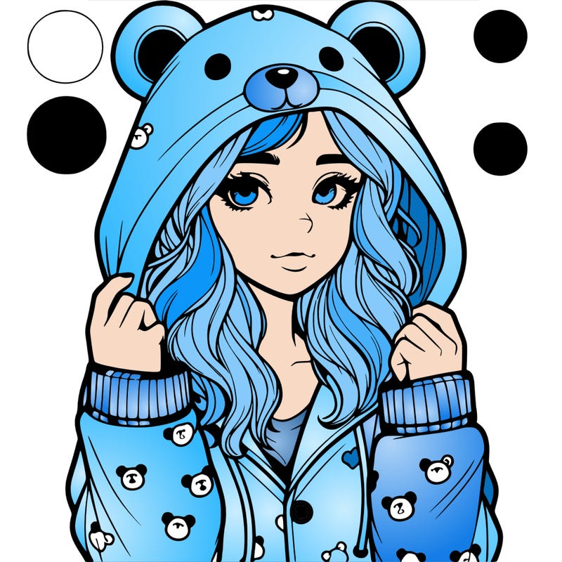 realistic girl in a animal pjs hoodie