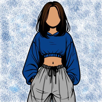 realistic girl faceless with baggy pants and a crop top