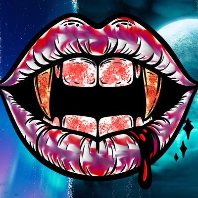 lips with vampire teeth