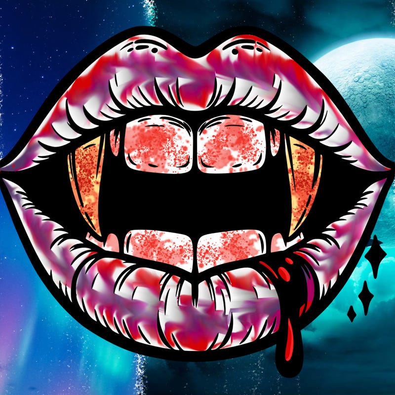 lips with vampire teeth