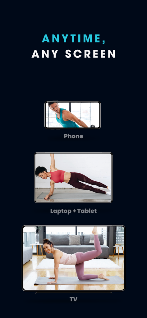FitOn Workouts & Fitness Plans - FitOn fitness app displayed on phone tablet and TV screens