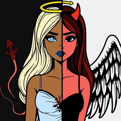 devil vs angel realistic girl
