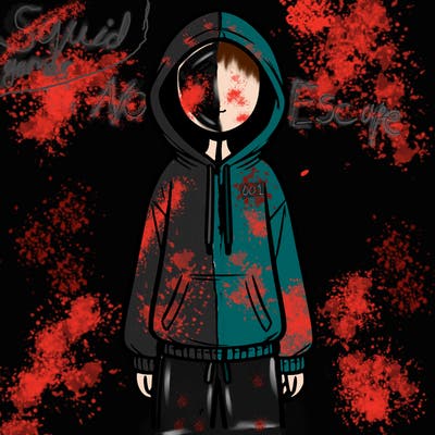 faceless girl in a tracksuit with a hood on and no hair