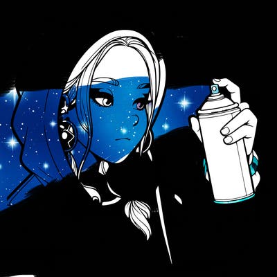 a realistic girl, spray painting