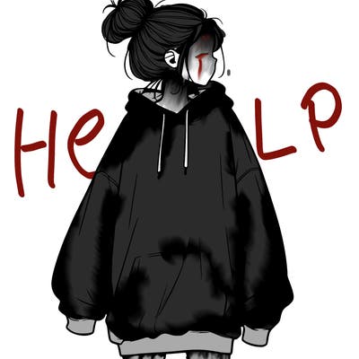 realistic girl with a oversized sweatshirt on and a bun