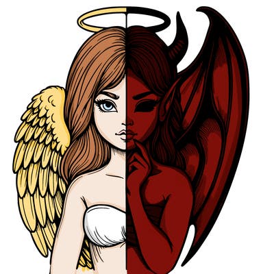 realistic angel half demon