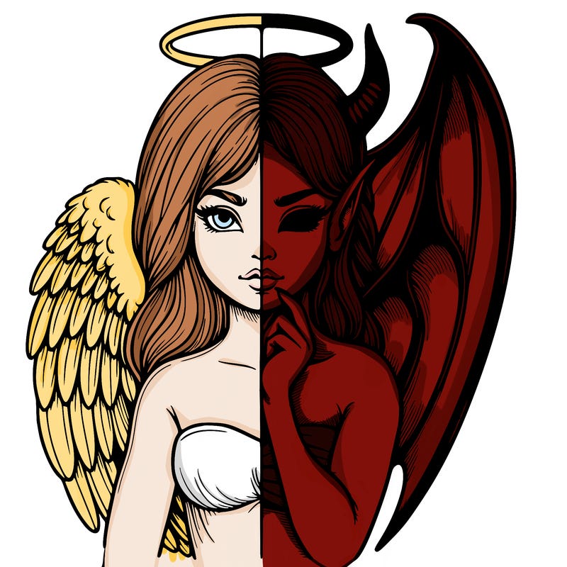 realistic angel half demon