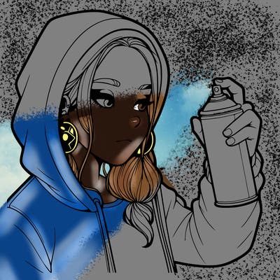 a realistic girl, spray painting