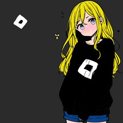 manga teen girl  in a sweater and baggy pants