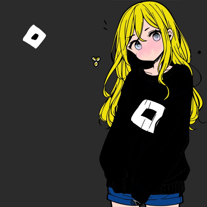 manga teen girl  in a sweater and baggy pants