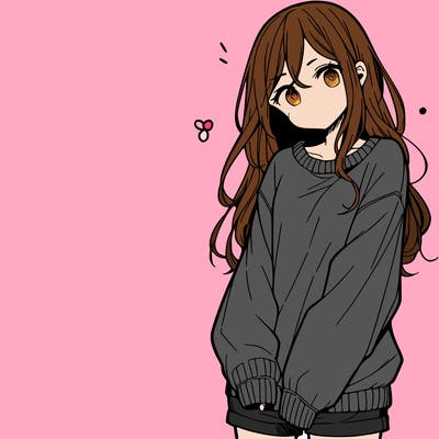 manga teen girl  in a sweater and baggy pants