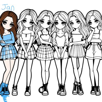 a group of girls realistic