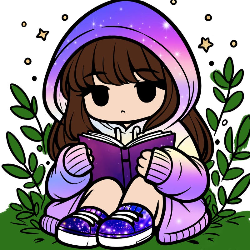 girl in oversized hoodie reading a book