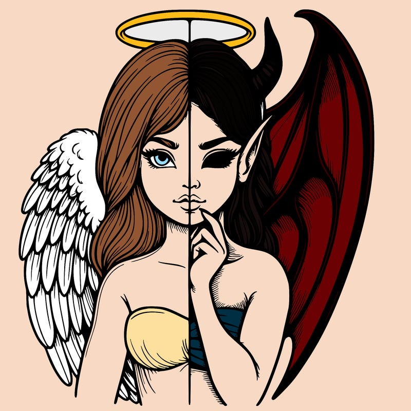 realistic angel half demon