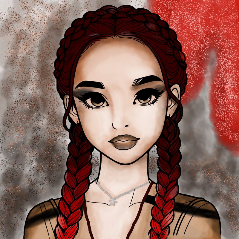 realistic girl with braids