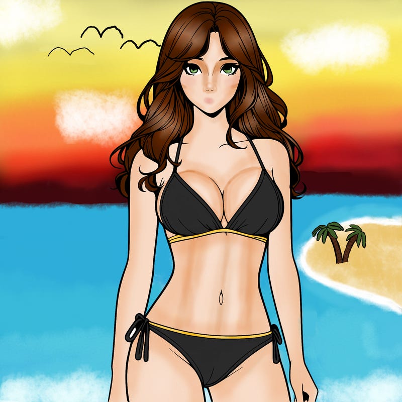 realistic girl with a revealing swimsuit