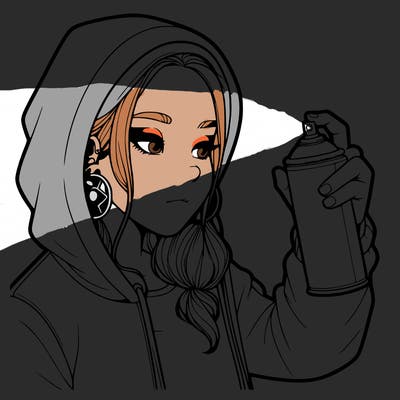 a realistic girl, spray painting