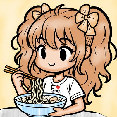 a girl eating ramen