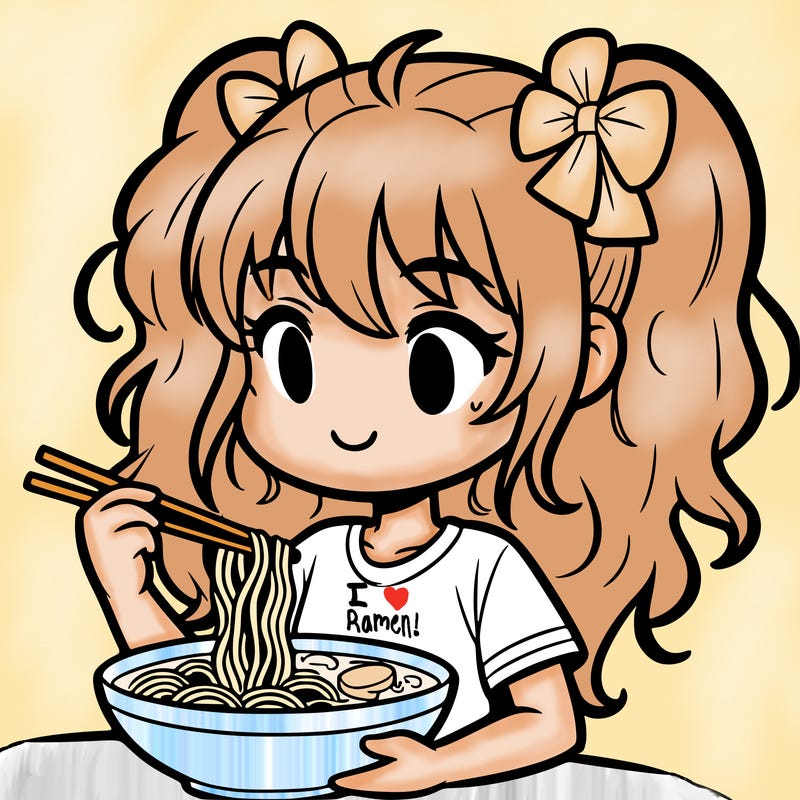 a girl eating ramen