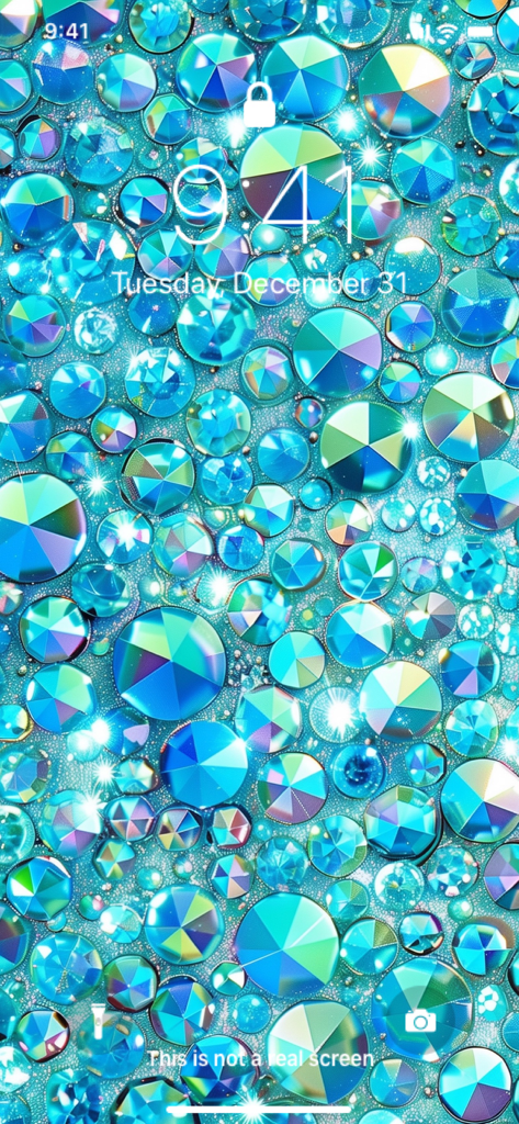Wallpaper & Live Wallpapers - A vibrant teal and turquoise sparkling crystal wallpaper displayed on an iPhone lock screen