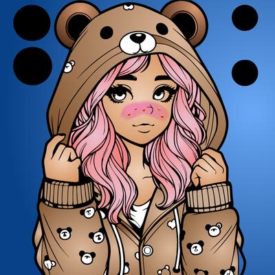 realistic girl in a animal pjs hoodie