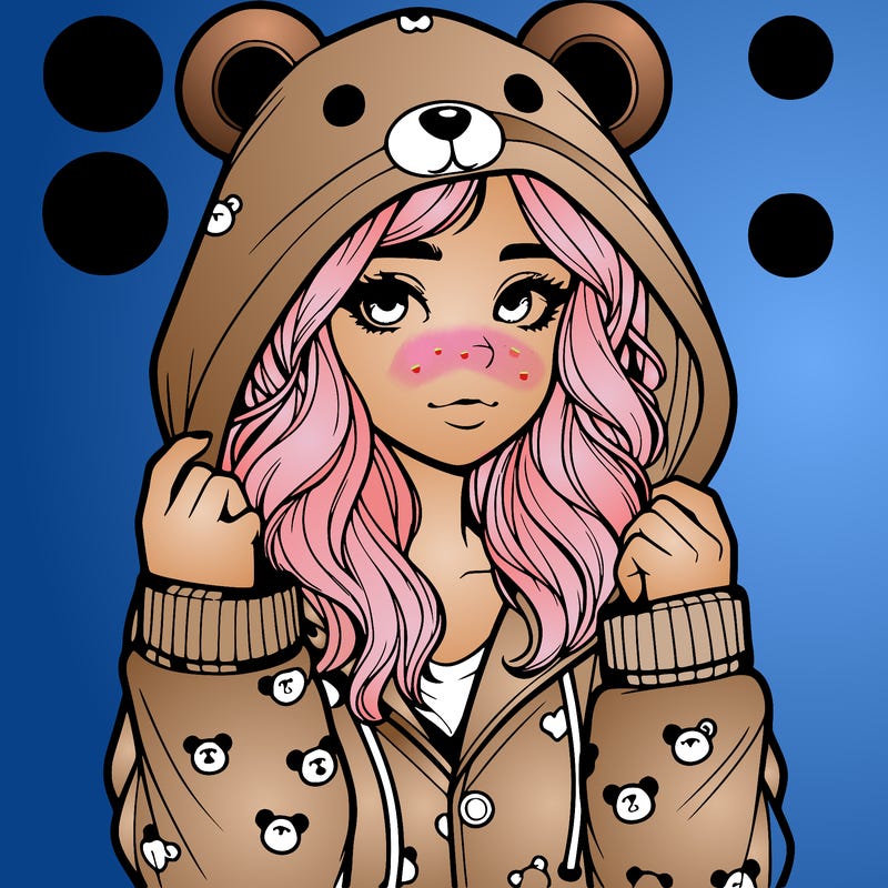 realistic girl in a animal pjs hoodie