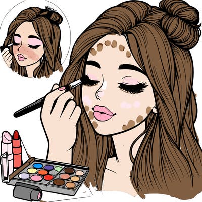 realistic girl doing makeup