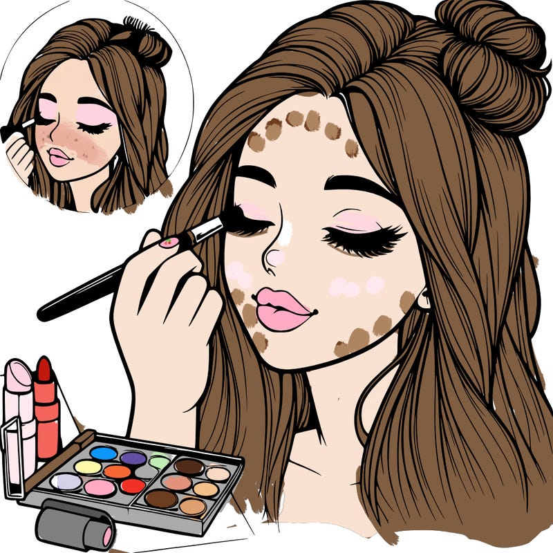 realistic girl doing makeup