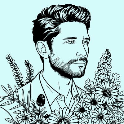 man with flowers realistic
