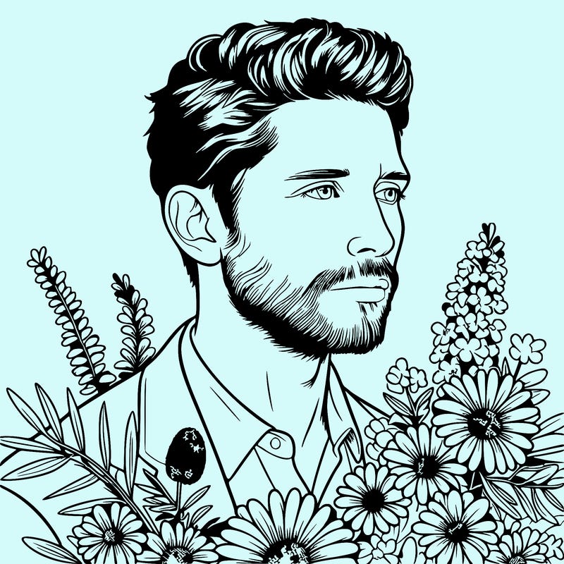 man with flowers realistic