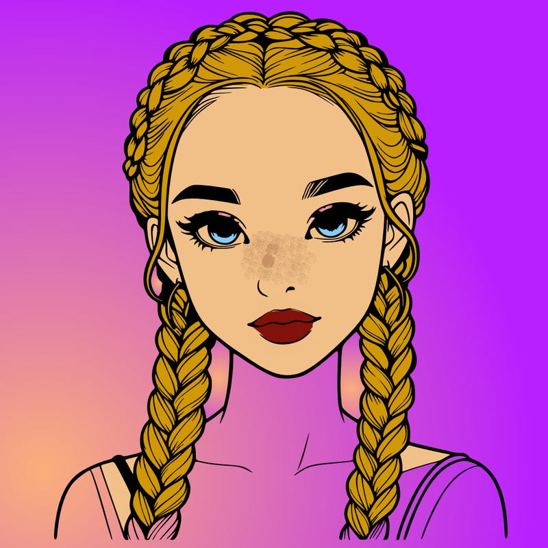 realistic girl with braids