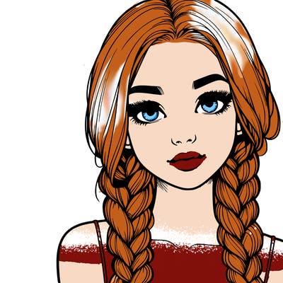 realistic girl with braids