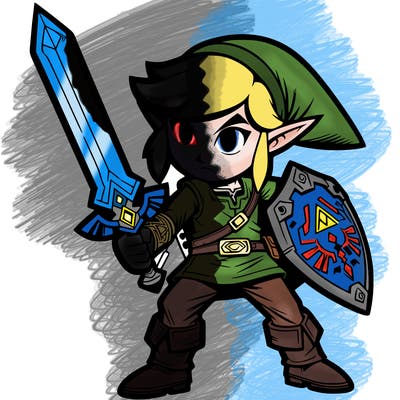 link with his sword