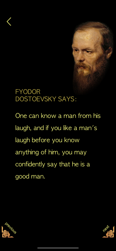 Dostoyevsky - Fyodor Dostoyevsky portrait and a philosophical quote on a dark interface