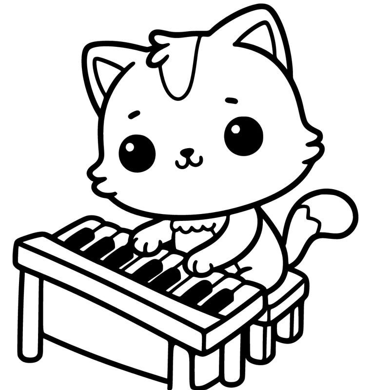 cute cat playing piano