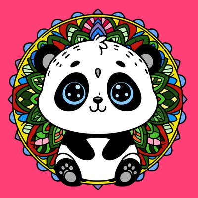 cute baby panda animal mandala