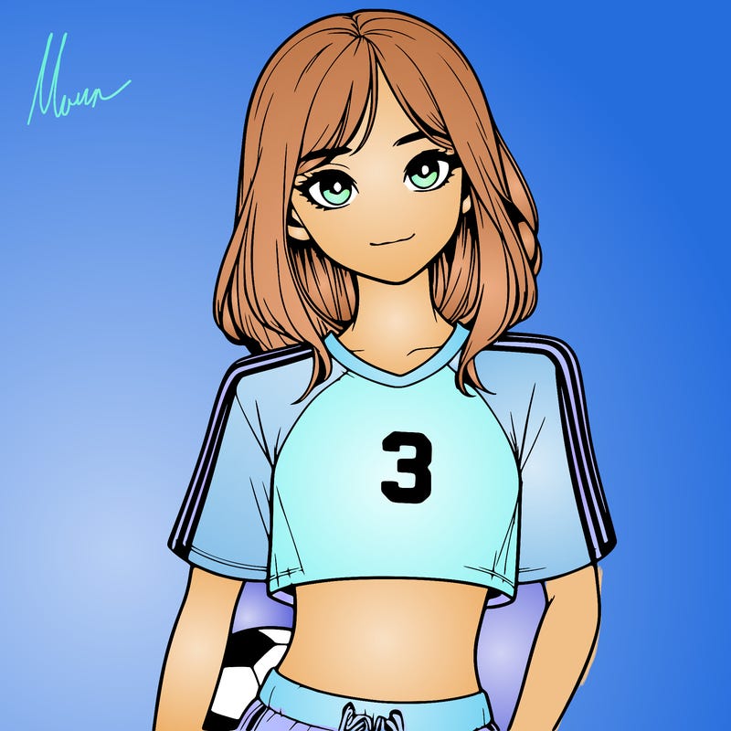 realistic girl wearing soccer jersey