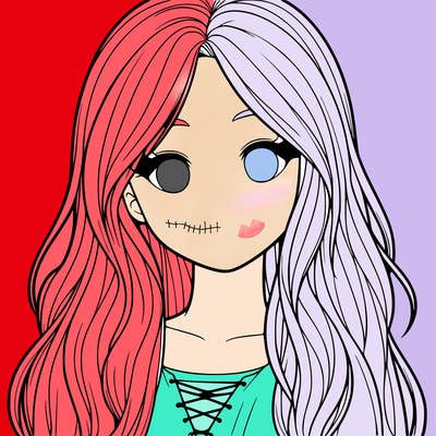 realistic girl with long hair