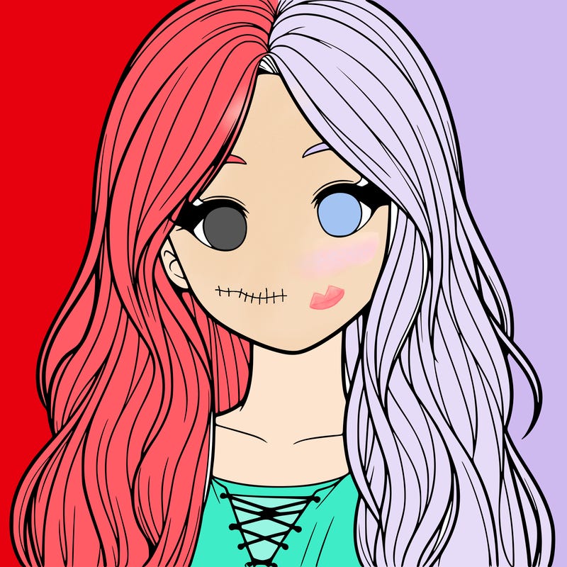 realistic girl with long hair