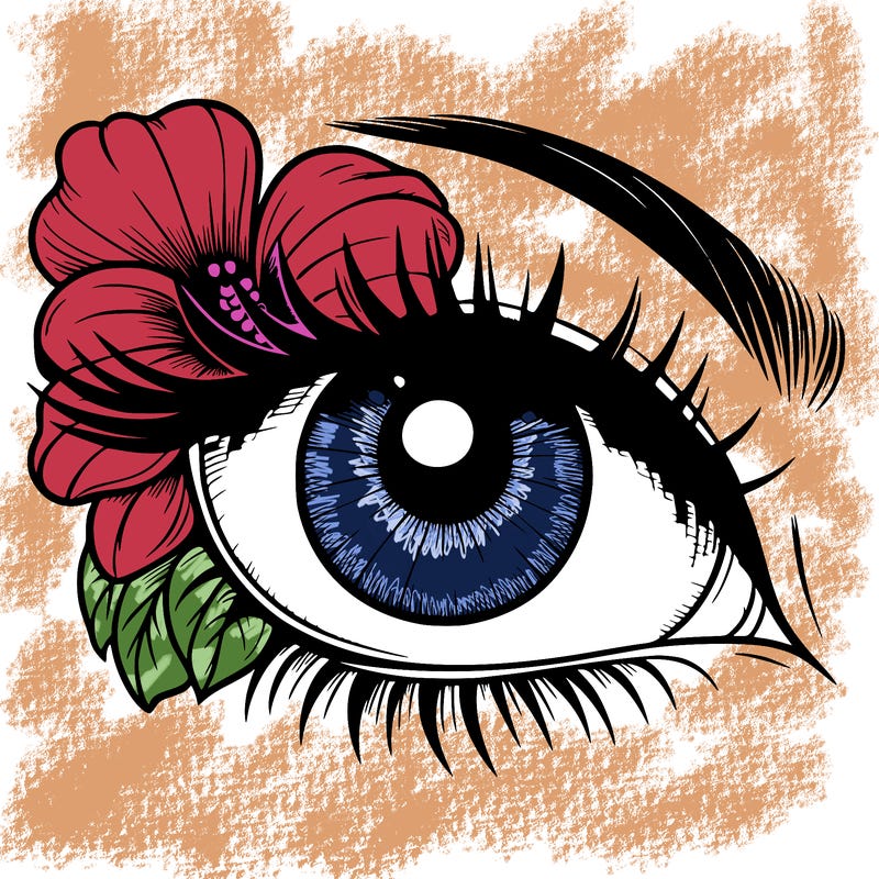 realistic eye with flower