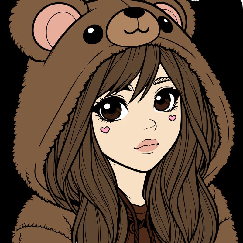 realistic girl in a bear hoodie