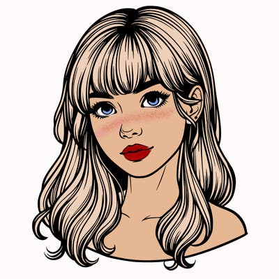realistic young woman with bangs