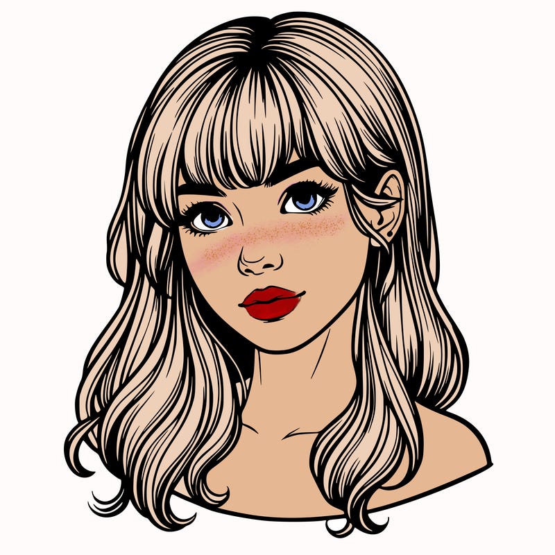 realistic young woman with bangs