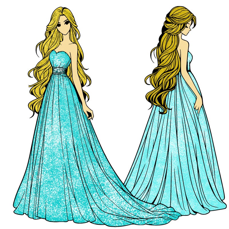 realistic woman with long flowing dress