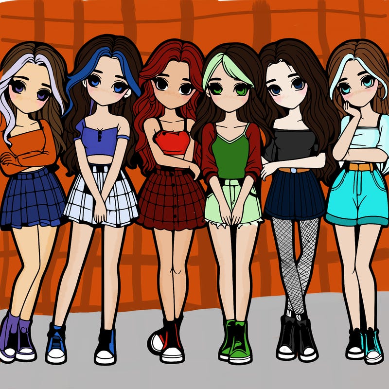 a group of girls realistic