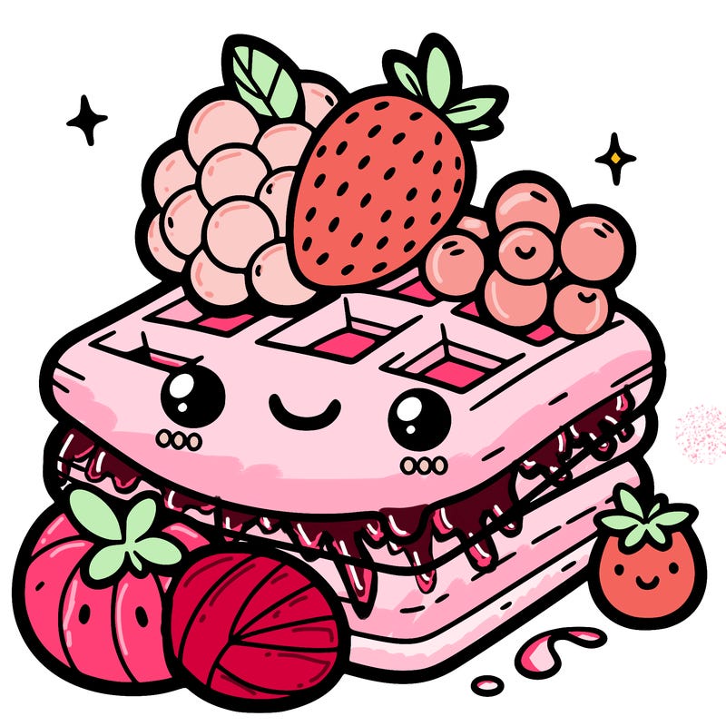 simple waffle with fruit