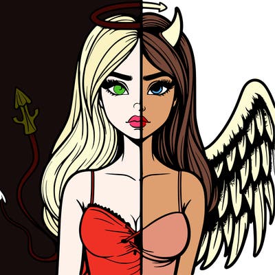 devil vs angel realistic girl