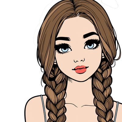 realistic girl with braids